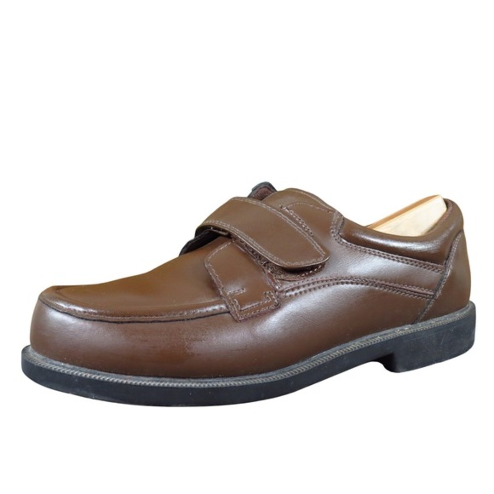 Dr. Scholl's Men's 9.5 Brown Leather Hook-And-Loop Dress Shoes Comfort Casual